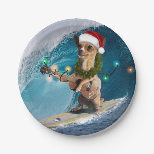 Kerstmis Chihuahua Surfing Papieren Bordje (Voorkant)