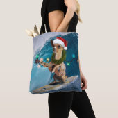 Kerstmis Chihuahua Surfing Tote Bag (Dichtbij)