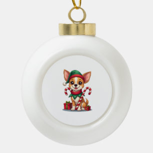 Kerstmis Chihuahua Vrolijkheid Keramische Bal Ornament