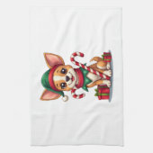 Kerstmis Chihuahua Vrolijkheid Theedoek (Verticaal)