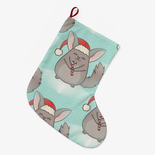 Kerstmis Chinchillas Kerstkous Grote Kerstsok (Voorkant (Hangend))