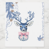Kerstmis Chinoiserie Hert Wijn Etiket (Enkel label)