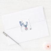 Kerstmis Chinoiserie Herten Vierkante Sticker (Envelop)