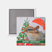 Kerstmis Chipmunk Santa Schattigee vakantie Magneet (Voorkant / Achterkant)