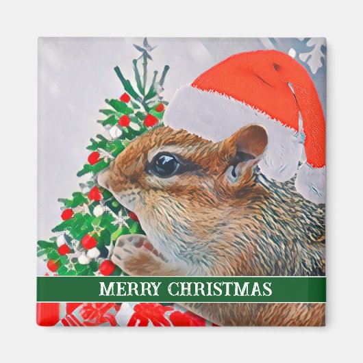 Kerstmis Chipmunk Santa Schattigee vakantie Magneet (Voorkant)