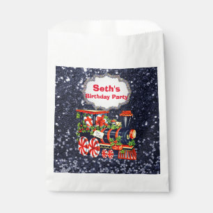 Kerstmis Choo Train Blue Faux Glitter Bedankzakje