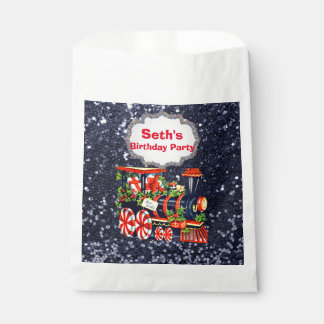 Kerstmis Choo Train Blue Faux Glitter Bedankzakje