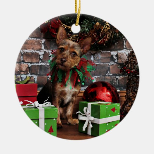 Kerstmis - Chorkie - Toby Keramisch Ornament (Voorkant)