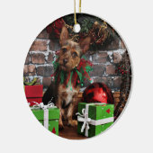 Kerstmis - Chorkie - Toby Keramisch Ornament (Links)