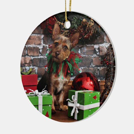Kerstmis - Chorkie - Toby Keramisch Ornament (Links)