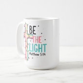 Kerstmis Christelijk Kruis 'Wees het Licht' Koffiemok (Voorkant links)