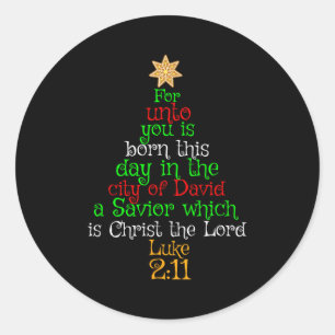 Kerstmis Christelijk T-shirt Onto U Is Geboren Een Ronde Sticker