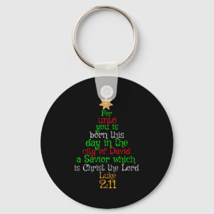 Kerstmis Christelijk T-shirt Onto U Is Geboren Een Sleutelhanger