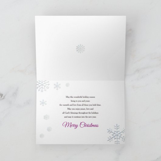 Kerstmis, Christelijk/Verse, Paarse Ornamenten/sne Kaart (Binnen)