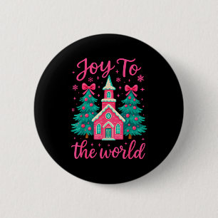 Kerstmis Christelijke Kerststal Joy To The Worl Ronde Button 5,7 Cm