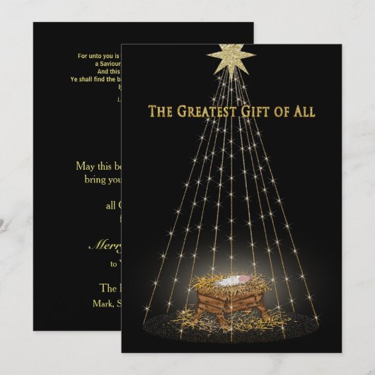 Kerstmis Christelijke Manger Greeting Feestdagenkaart (Voorkant / Achterkant)