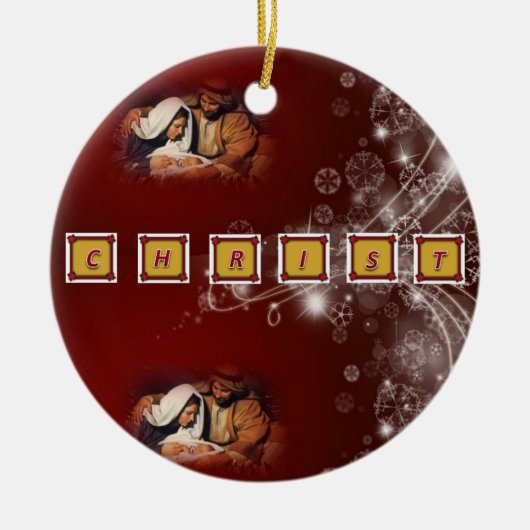 Kerstmis Cirkel Ornament, Christus Keramisch Ornament (Voorkant)