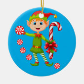 Kerstmis Cirkel Ornament, Elf Keramisch Ornament (Voorkant)