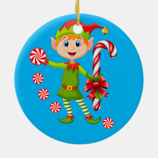 Kerstmis Cirkel Ornament, Elf Keramisch Ornament (Achterkant)