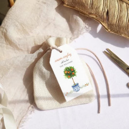 Kerstmis Citrus Botanische Bloemen Cadeaulabel