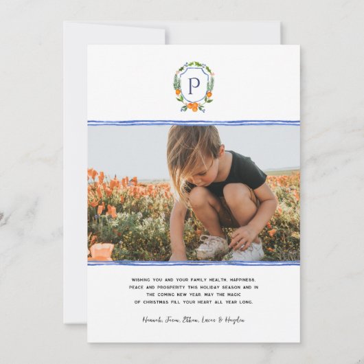 Kerstmis Citrus Botanische Bloemen | Vakantie foto Feestdagenkaart (Achterkant)