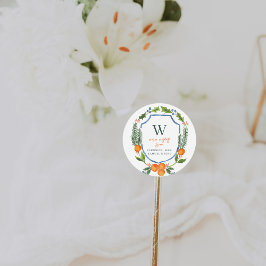 Kerstmis Citrus Botanische Bloemen | Vakantie Ronde Sticker