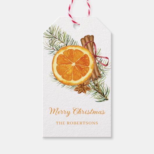 Kerstmis Citrus Spice Classic Vakantie Cadeaulabel (Voorkant)