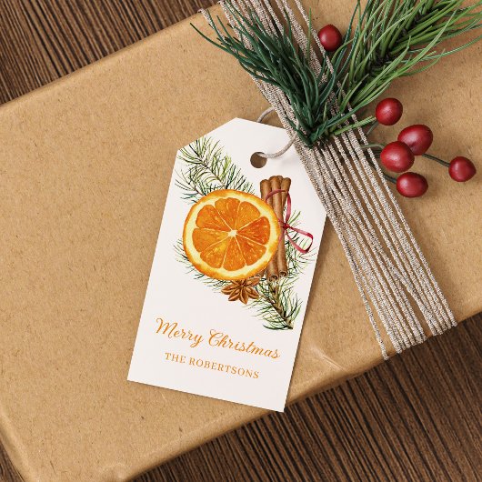 Kerstmis Citrus Spice Classic Vakantie Cadeaulabel