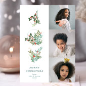 Kerstmis Classic Mint Botanical JOY Collage Foto Feestdagenkaart