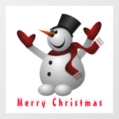 Kerstmis Cling Happy Snowman Raamsticker (Vel)
