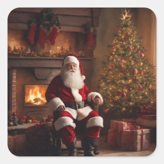 Kerstmis Coaster – Festieve Feestdagen Vierkante Sticker (Voorkant)