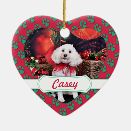 Kerstmis - Cockapoo - Casey Keramisch Ornament (Achterkant)