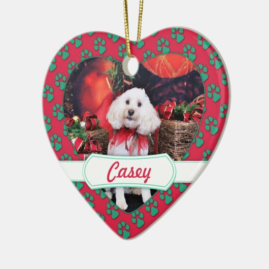 Kerstmis - Cockapoo - Casey Keramisch Ornament (Links)