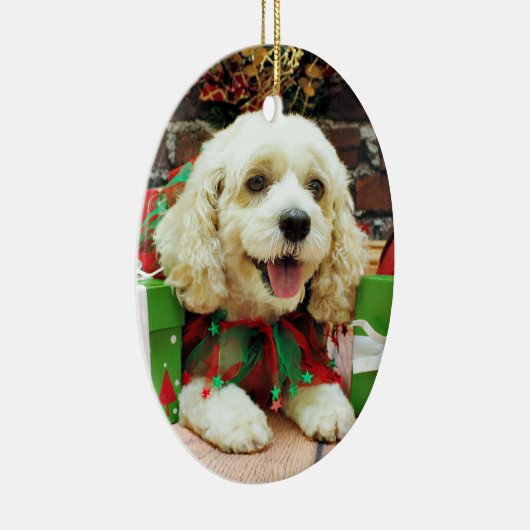 Kerstmis - Cockapoo - Clancy Keramisch Ornament (Rechts)