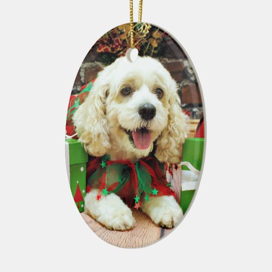 Kerstmis - Cockapoo - Clancy Keramisch Ornament (Links)