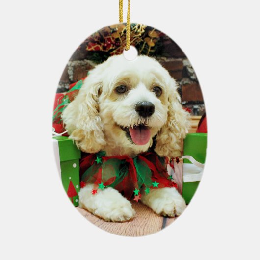 Kerstmis - Cockapoo - Clancy Keramisch Ornament (Achterkant)
