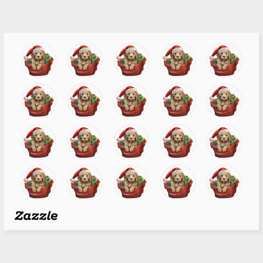 Kerstmis Cockapoo Puppy Sticker (Vel)