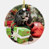 Kerstmis - Cocker Spaniel - Marshall Keramisch Ornament (Achterkant)