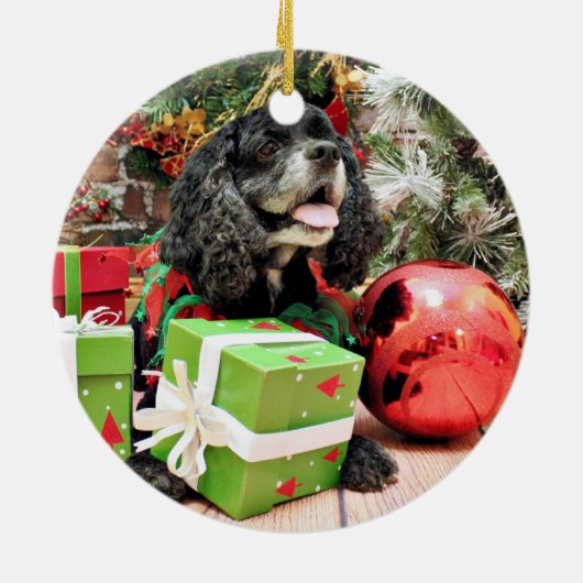 Kerstmis - Cocker Spaniel - Marshall Keramisch Ornament (Achterkant)
