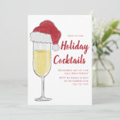 Kerstmis Cocktail Party Champagne Prosecco Kaart (Staand voorkant)