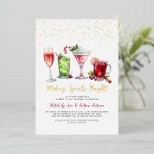 Kerstmis Cocktail Party Making Spirits Bright Folie Uitnodiging (Staand Voorkant)