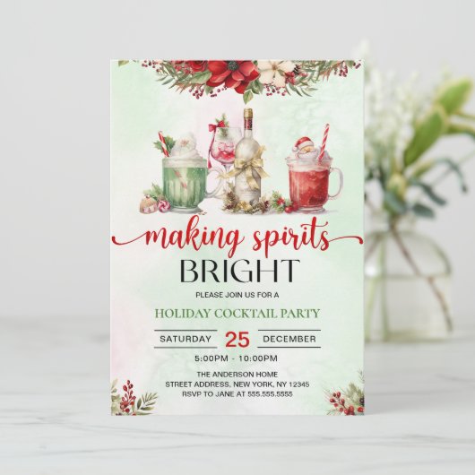 Kerstmis Cocktail Party Making Spirits Bright Kaart (Staand voorkant)
