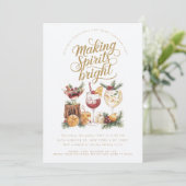 Kerstmis Cocktail Party Making Spirits Bright Kaart (Staand voorkant)