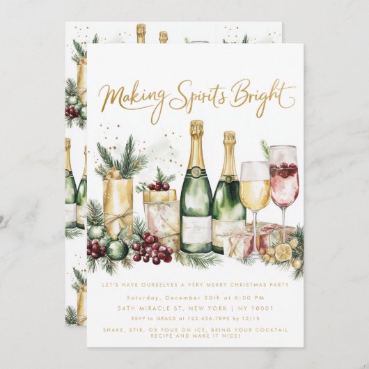 Kerstmis Cocktail Party Making Spirits Bright Kaart (Voorkant / Achterkant)