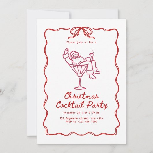 Kerstmis cocktailparty, leuk modern kaart (Voorkant)