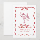 Kerstmis cocktailparty, leuk modern kaart (Voorkant / Achterkant)