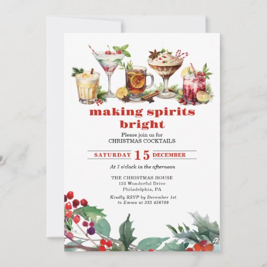 Kerstmis Cocktails Party Making spirits helder Kaart (Voorkant)