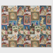 Kerstmis Collage van Antiek Briefkaarten Jesus Ang Cadeaupapier (Vlak)