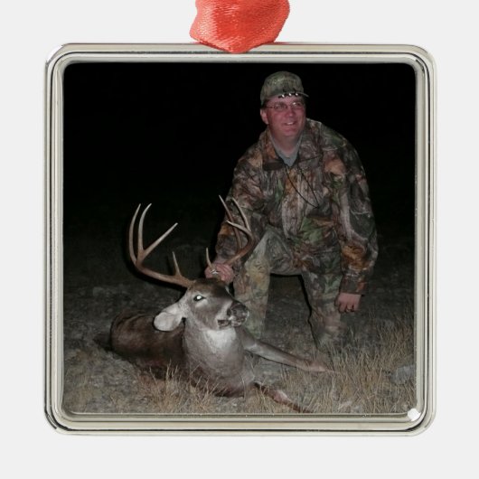 Kerstmis Collectie Deer Hunter's Add Photo Metalen Ornament (Voorkant)