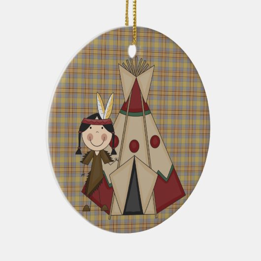 Kerstmis Collectie Indiaas Indiaas meisje Keramisch Ornament (Rechts)